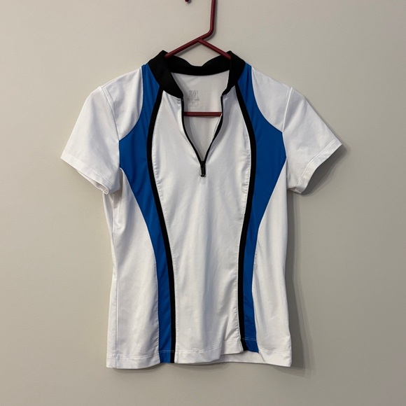 Women's Tail Blue and White Zip-Up Golf Top - Picture 1 of 3